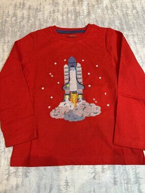 NWOT Mini Boden Red Space Shuttle Long Sleeve Tee 5-6Y